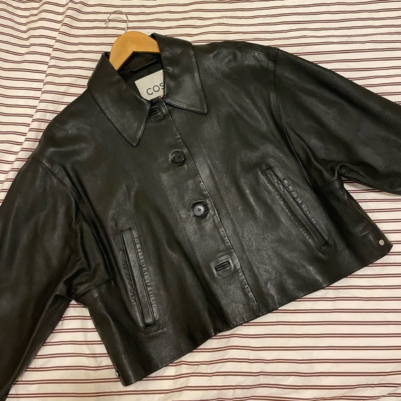 Oversized Cropped Leather 90s Jacket COS - Picture 5 of 8